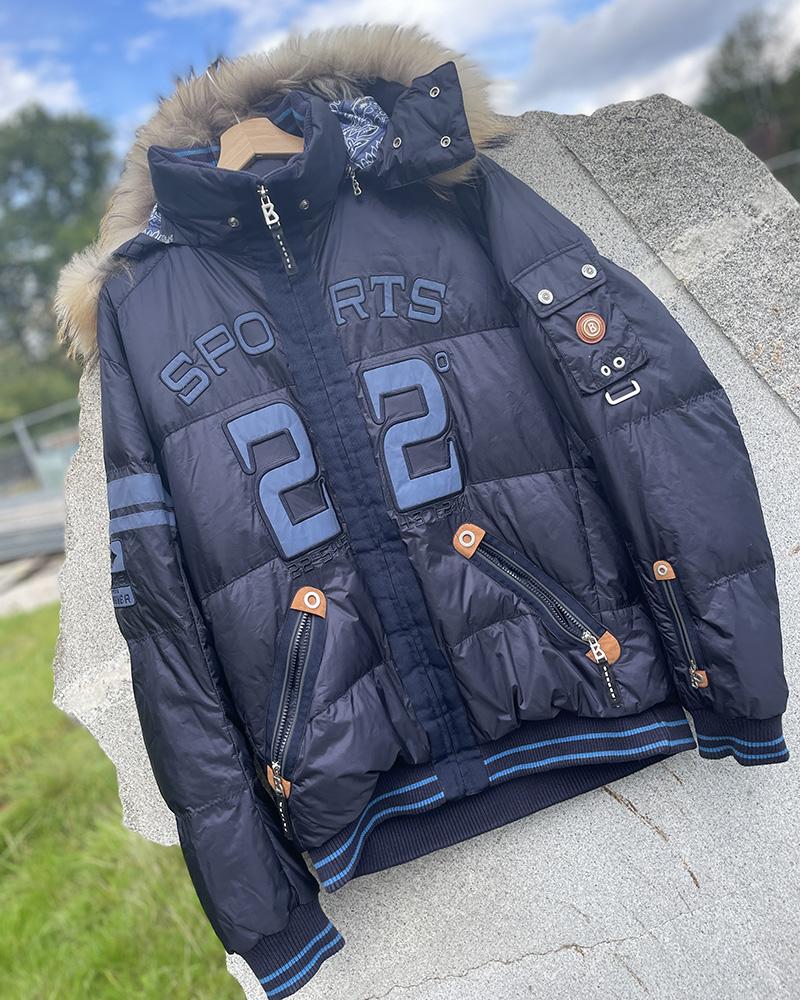 Bunda pánská Bogner modrá s kapucí