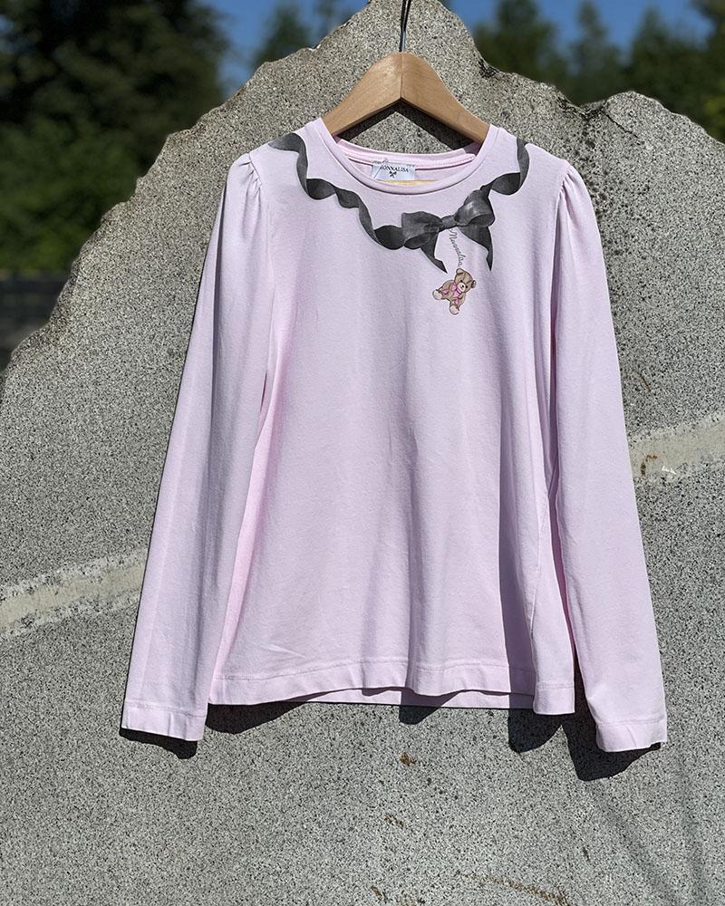 T-shirt for children Monnalisa light pink with ribbon