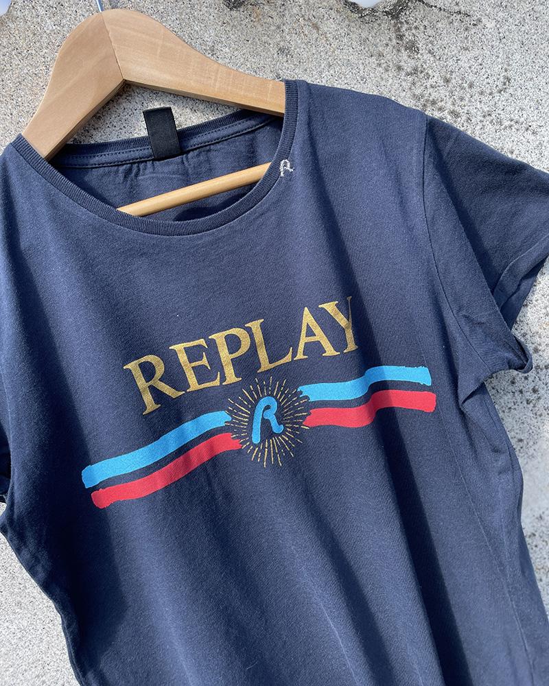 Children's t-shirt Replay blue with inscription