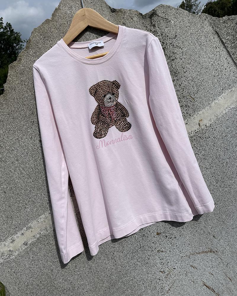 Children's t-shirt Monnalisa light pink with a teddy bear