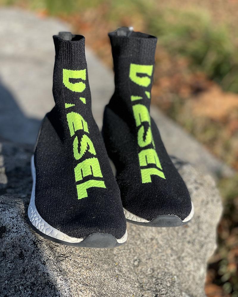 Tenisky dětské Diesel SLIP ON ponožkové s nápisem