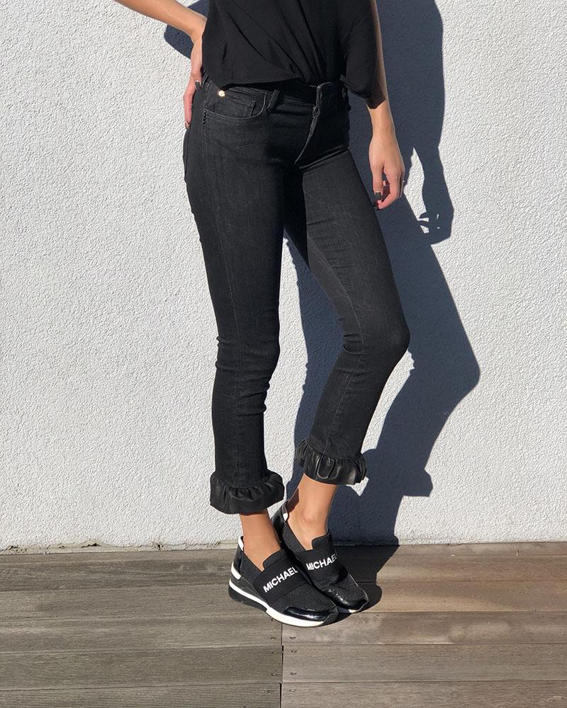 Džíny dětské We Are Replay černé s volány