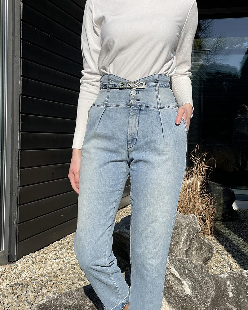 Women's jeans Pinko ARIEL blue with high waist