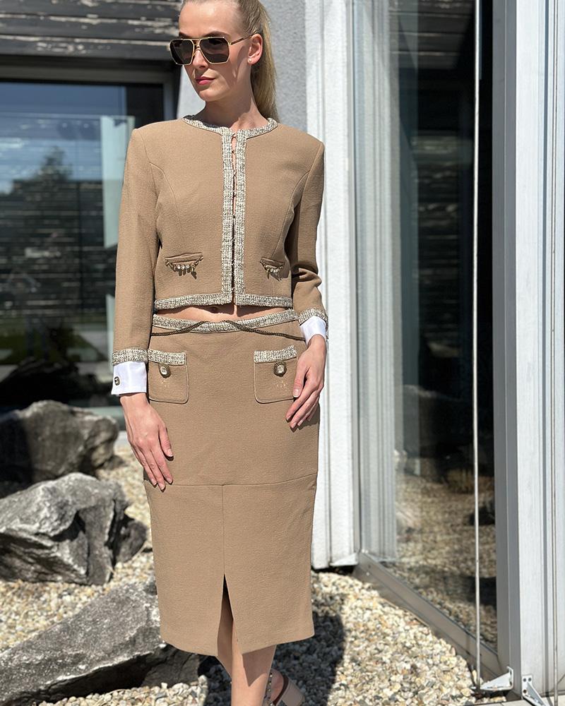 Kostým dámský Elisabetta Franchi hnědý