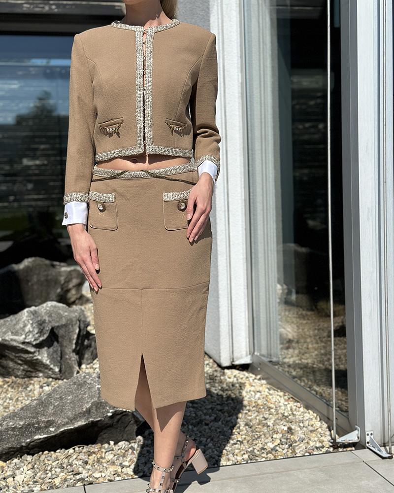 Kostým dámský Elisabetta Franchi hnědý