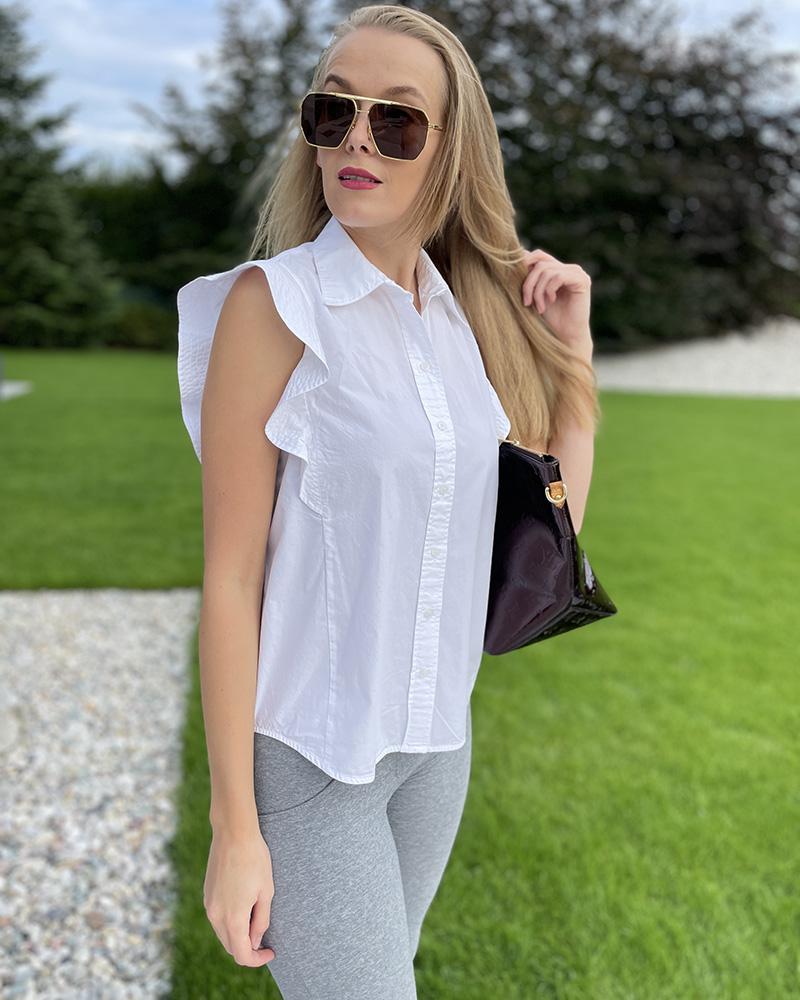 Women's shirt Pinko white with ruffles