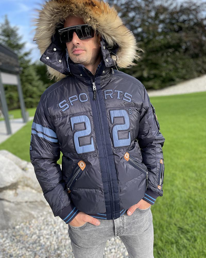 Bunda pánská Bogner modrá s kapucí