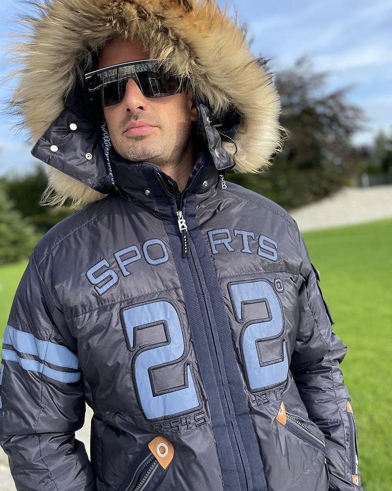 Bunda pánská Bogner modrá s kapucí