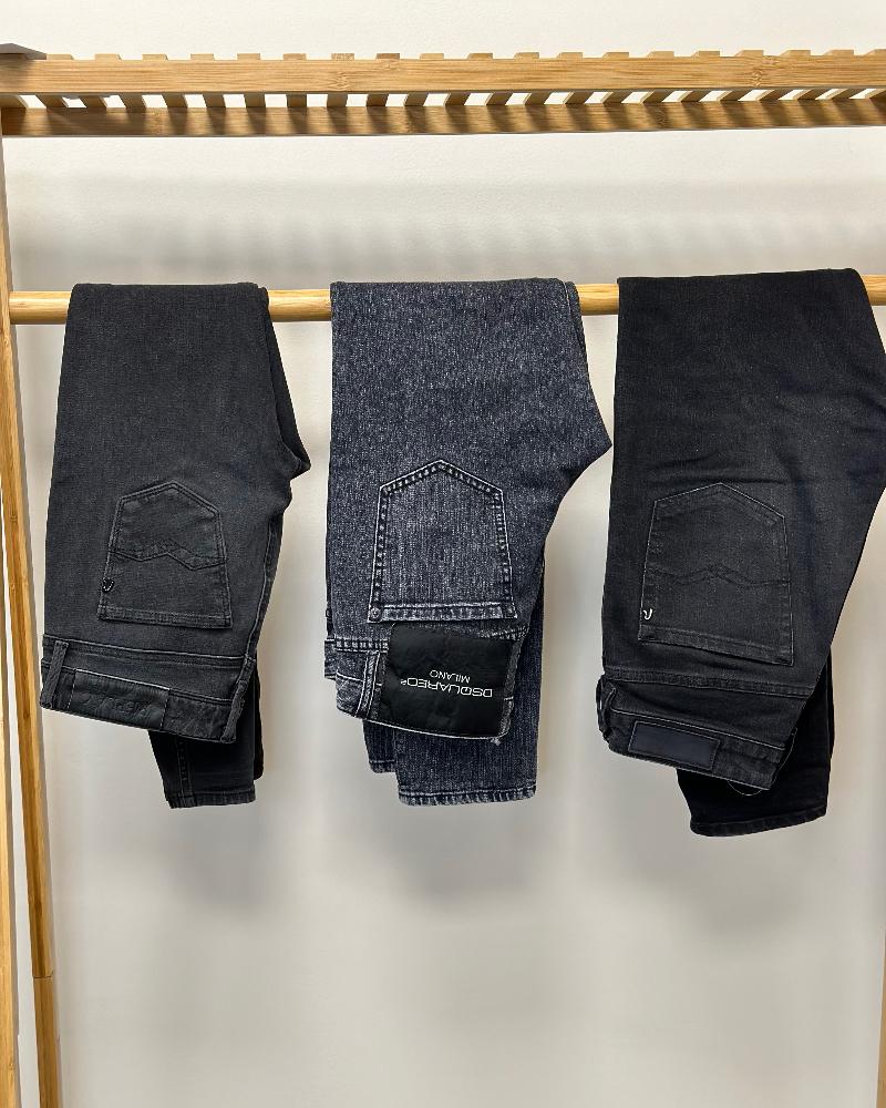Replay women's jeans black-grey with stitched knees