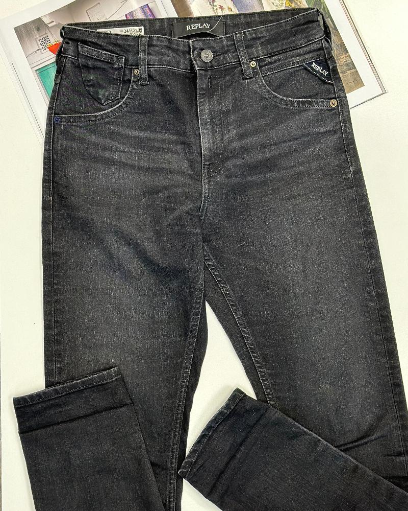 Replay women's jeans black-grey with stitched knees
