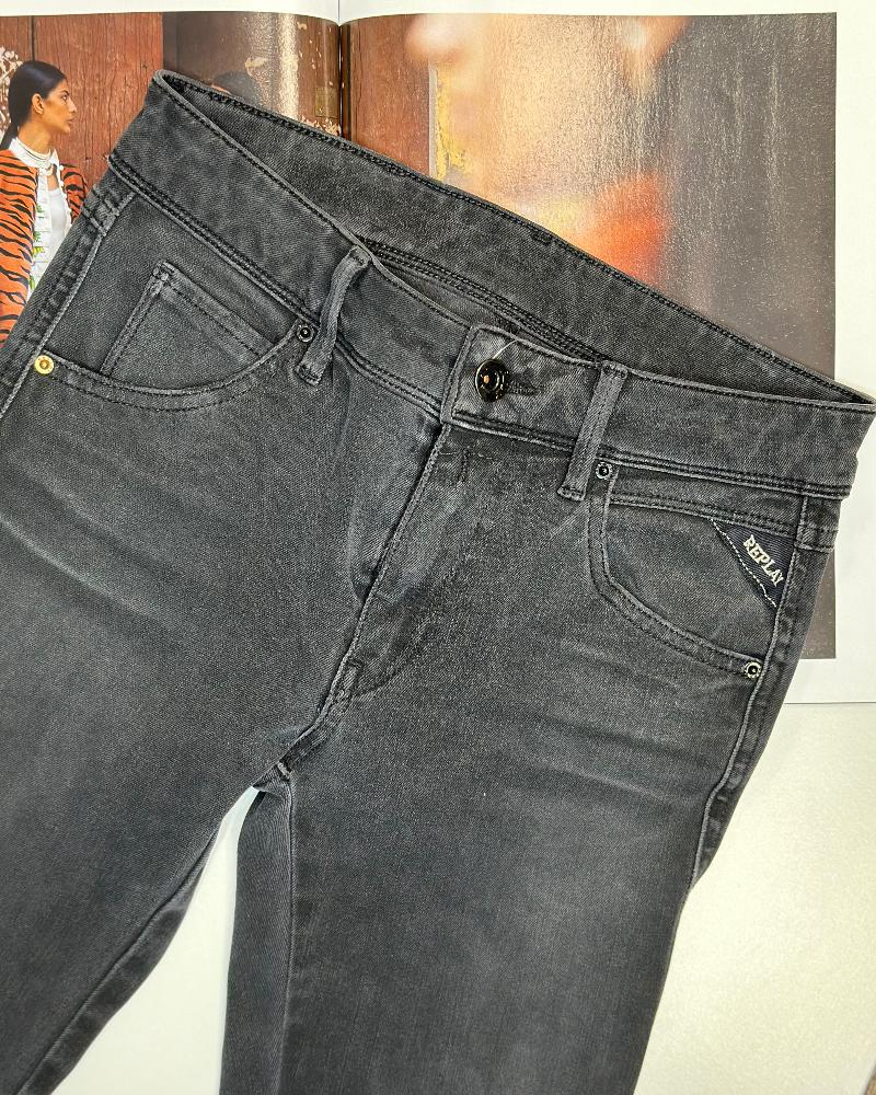 Replay women's jeans black-grey with stitched knees