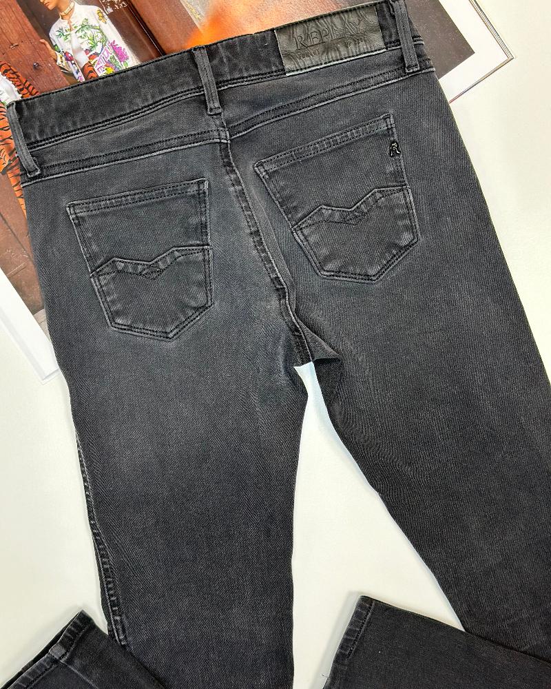 Replay women's jeans black-grey with stitched knees