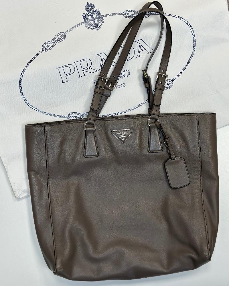 Women's handbag Prada SHOPPING beige - gray
