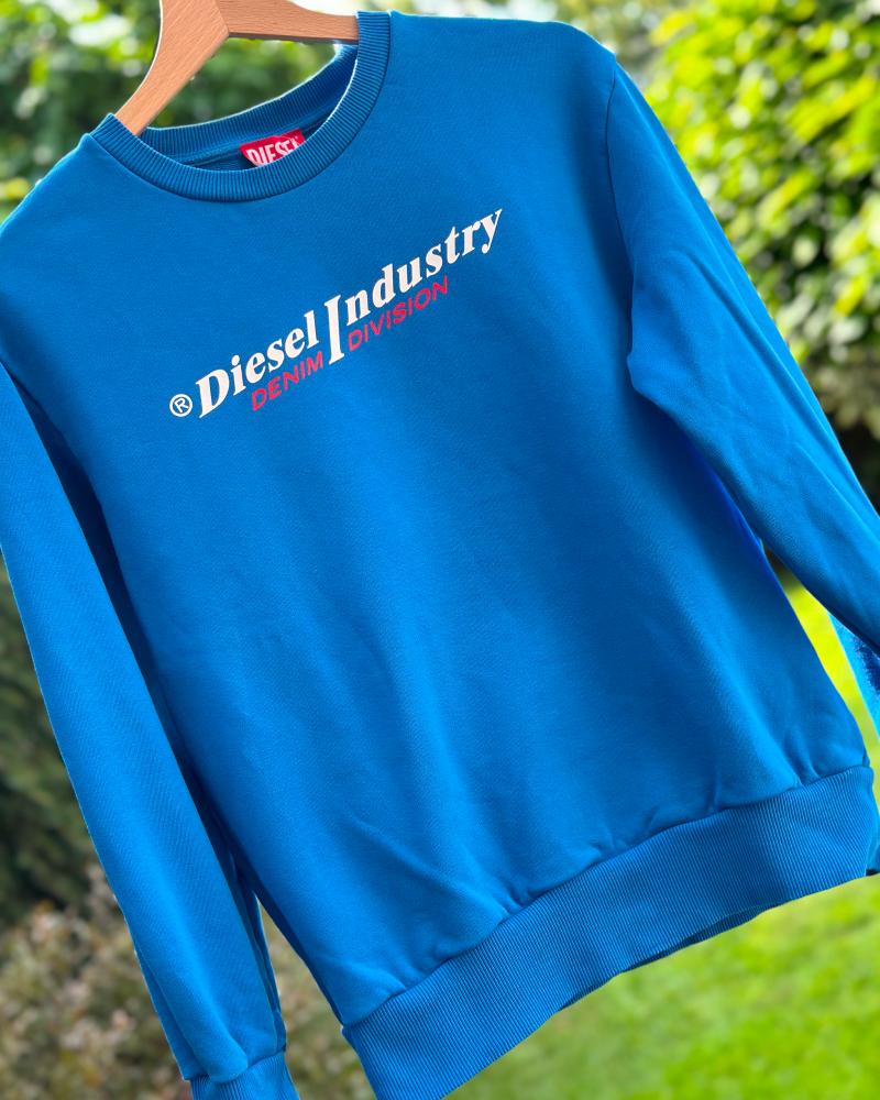 Mikina dětská Diesel modrá s nápisem