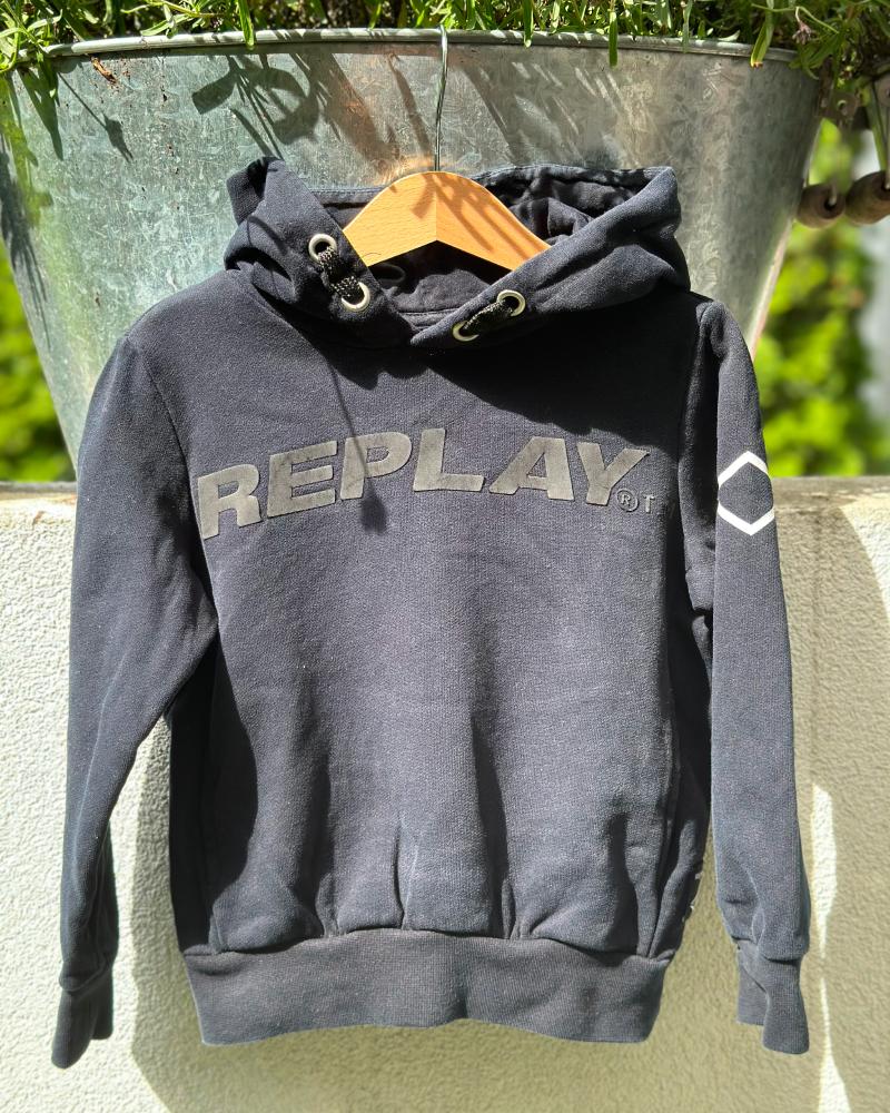 Mikina dětská Replay černá s nápisem