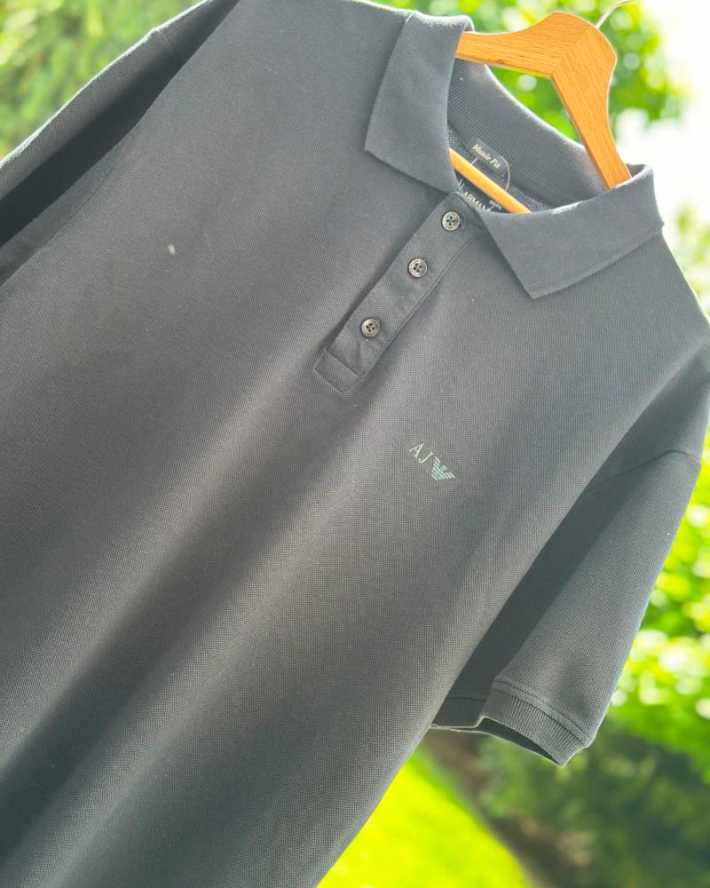Polo shirt men's Armani Exchange black color
