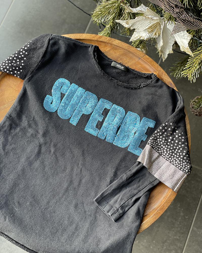Children's sweatshirt Replay SUPERBE black with sequins