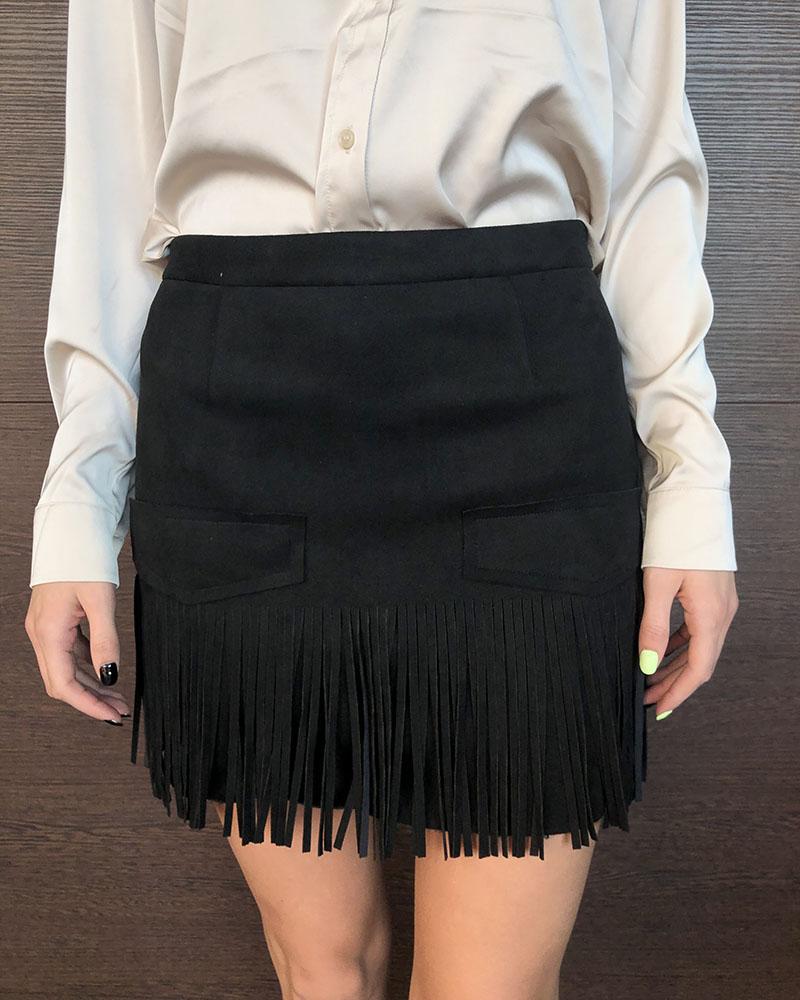 Women's skirt Replay black with fringes
