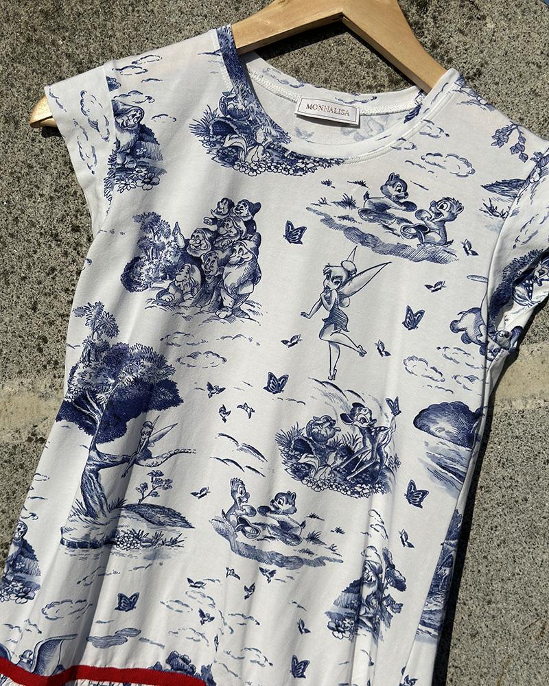 Monnalisa children's dress with fairy-tale characters