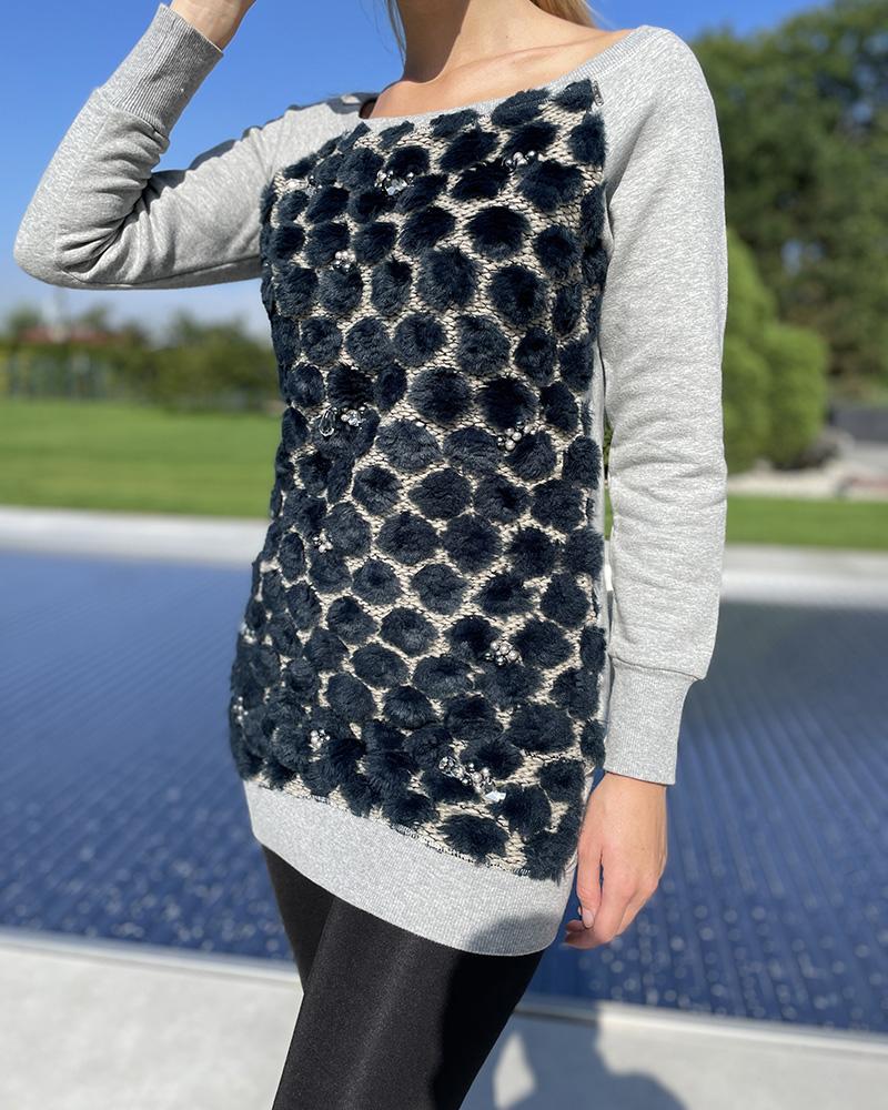 Women's sweatshirt Met gray with blue fur