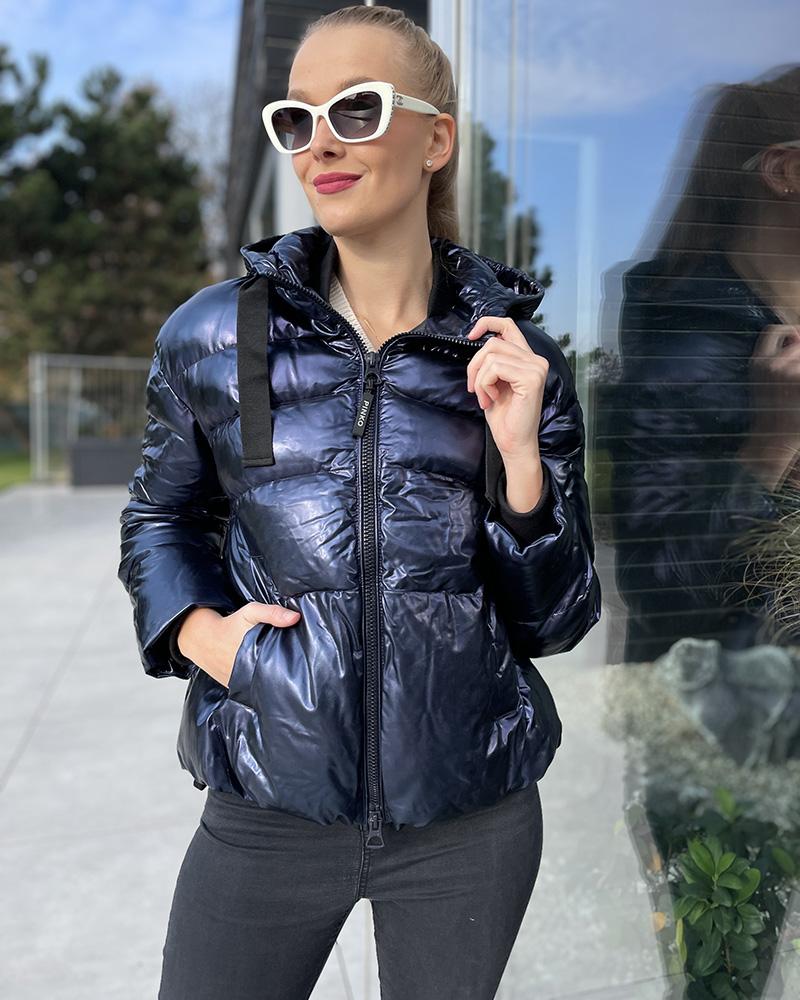 Women's jacket Pinko SALUKI metallic dark blue
