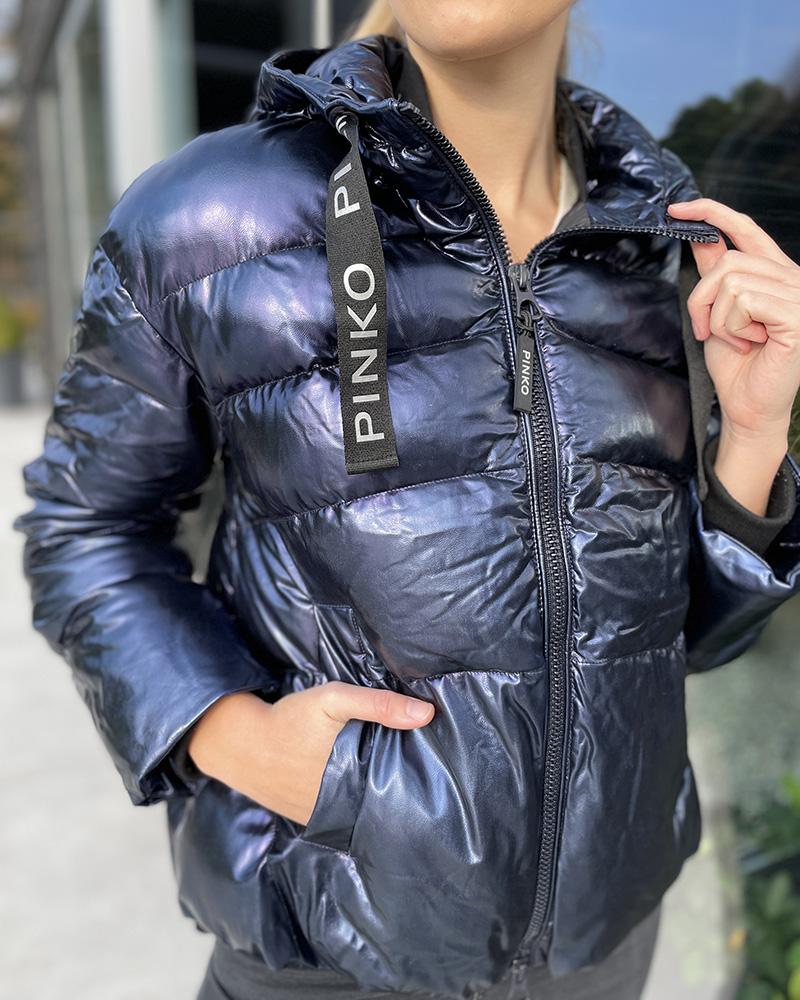 Women's jacket Pinko SALUKI metallic dark blue