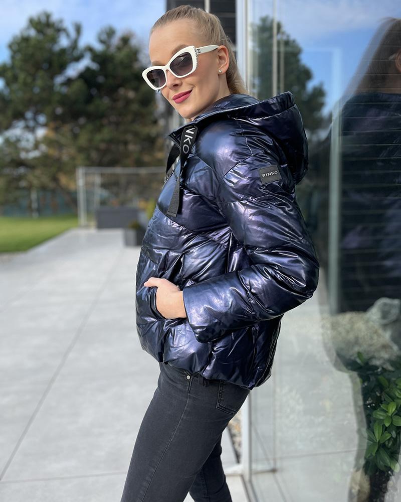 Women's jacket Pinko SALUKI metallic dark blue