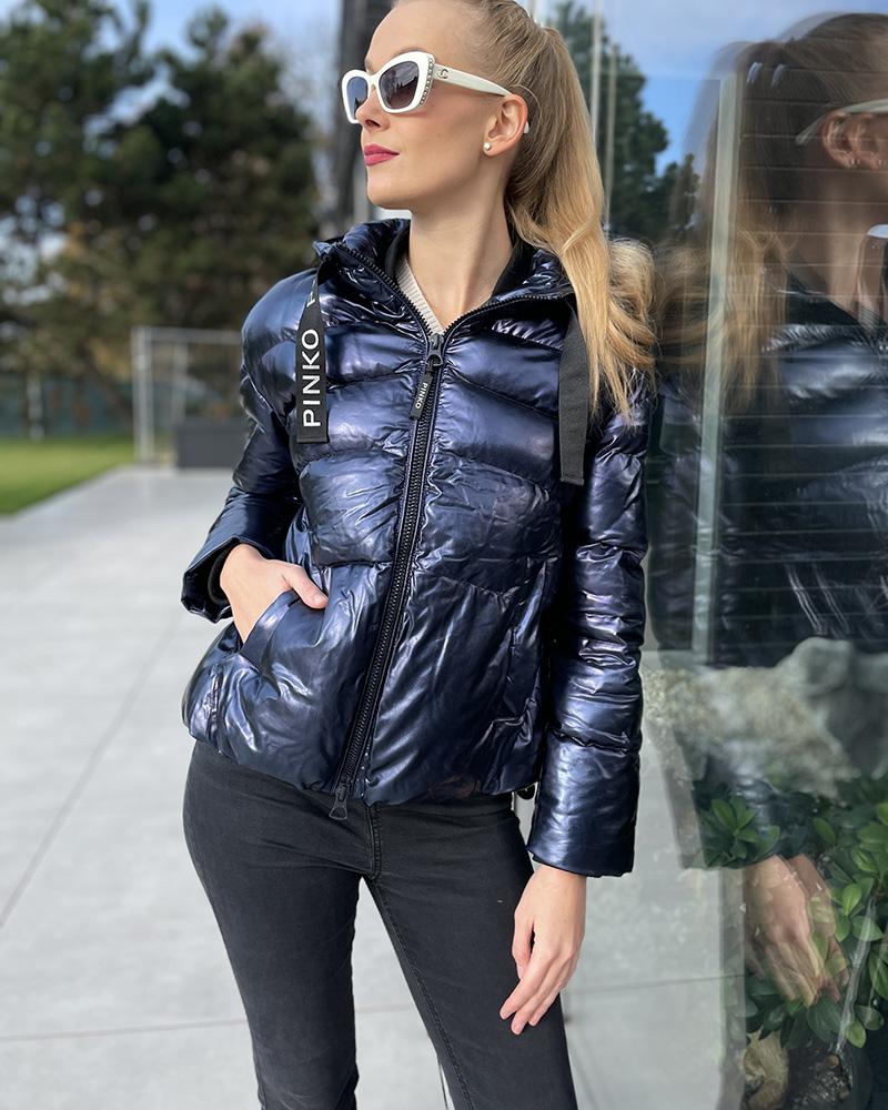 Women's jacket Pinko SALUKI metallic dark blue
