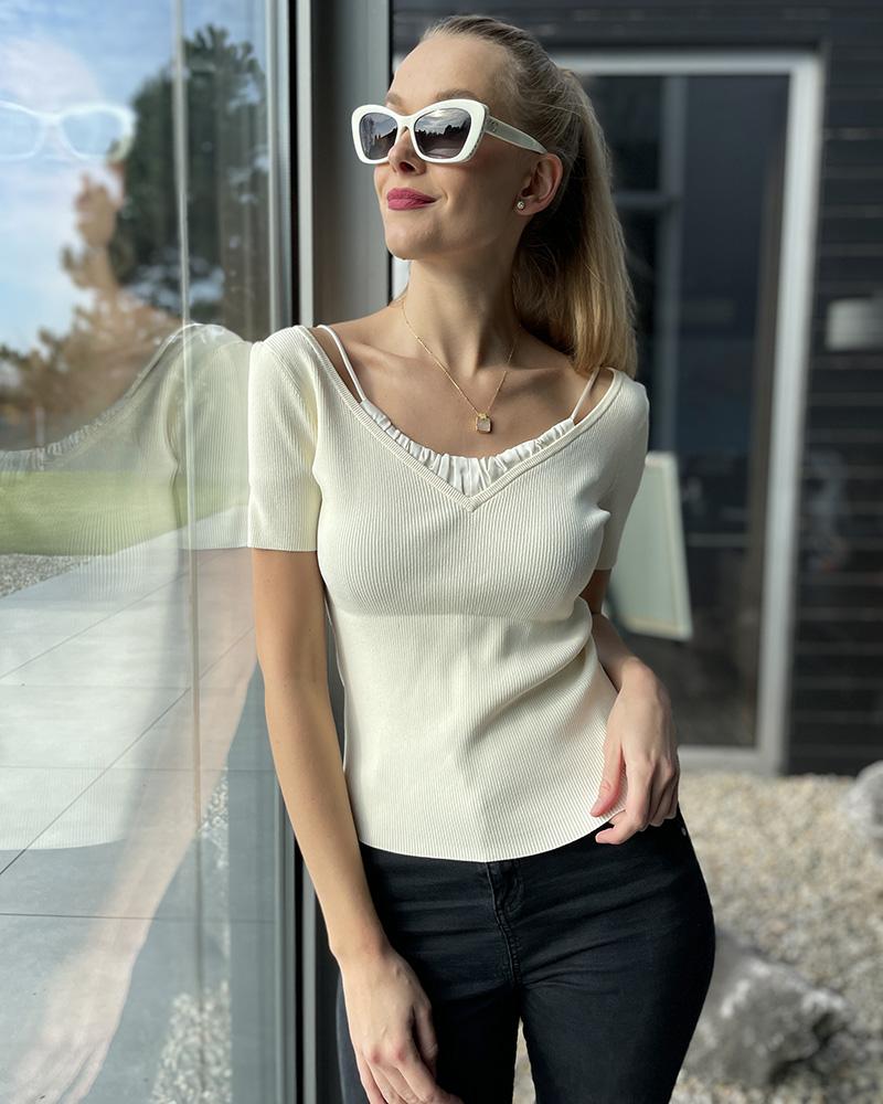 Women's blouse Miss Sixty ribbed cream