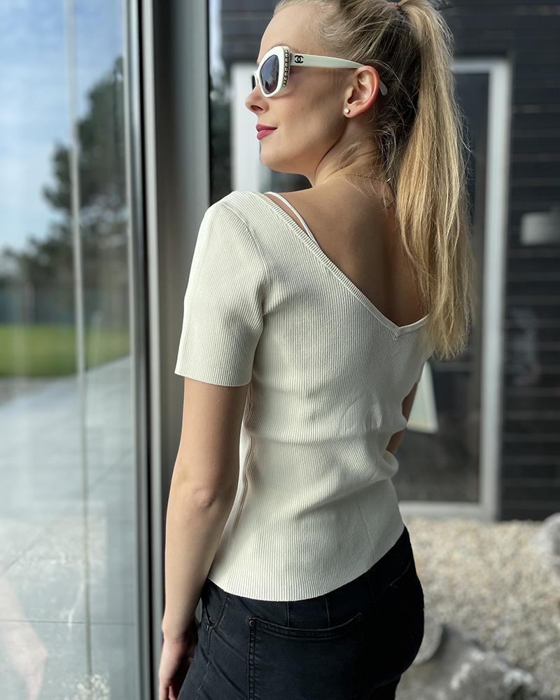 Women's blouse Miss Sixty ribbed cream
