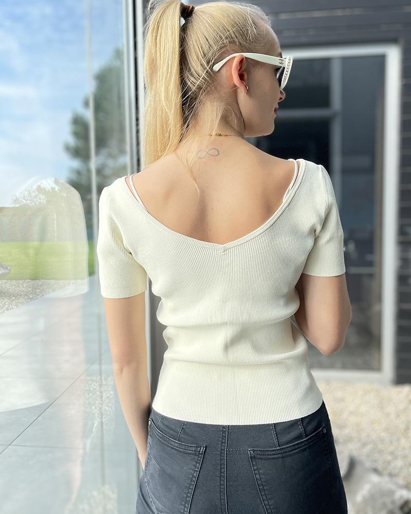 Women's blouse Miss Sixty ribbed cream