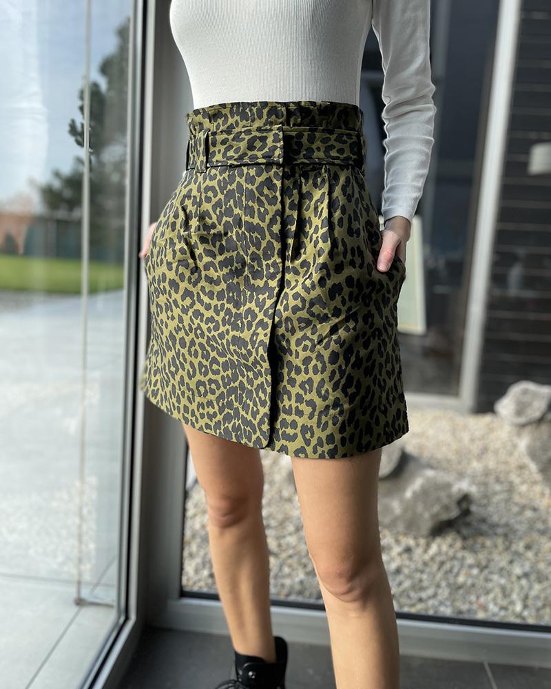 Women's skirt Ganni khaki with a pattern