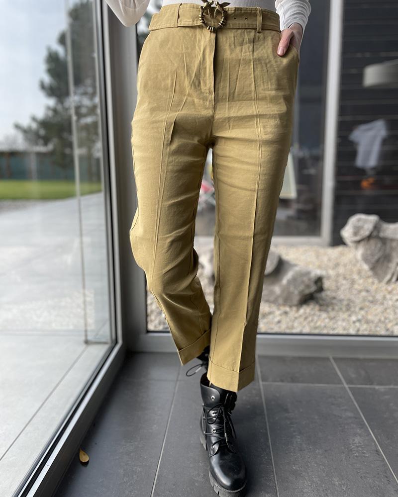 Pinko women's beige linen pants
