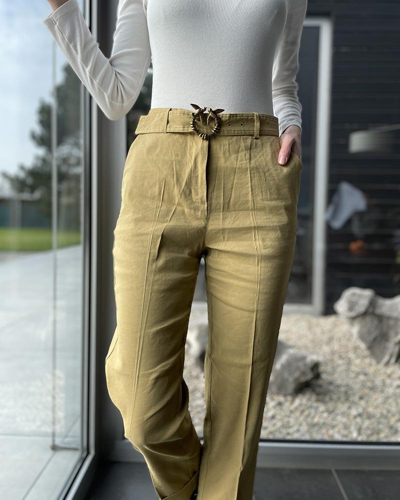 Pinko women's beige linen pants
