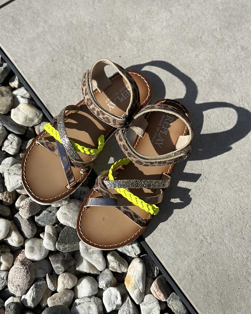 Children's sandals Replay beige cheetah