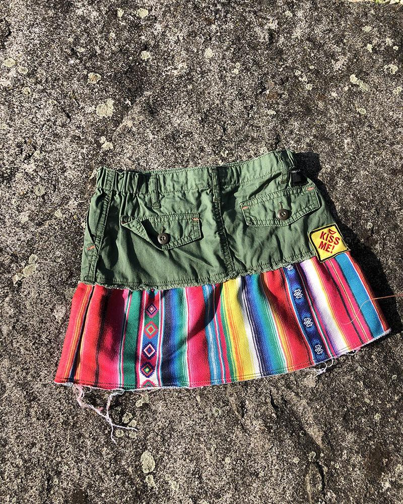 Children's skirt Replay green with patches