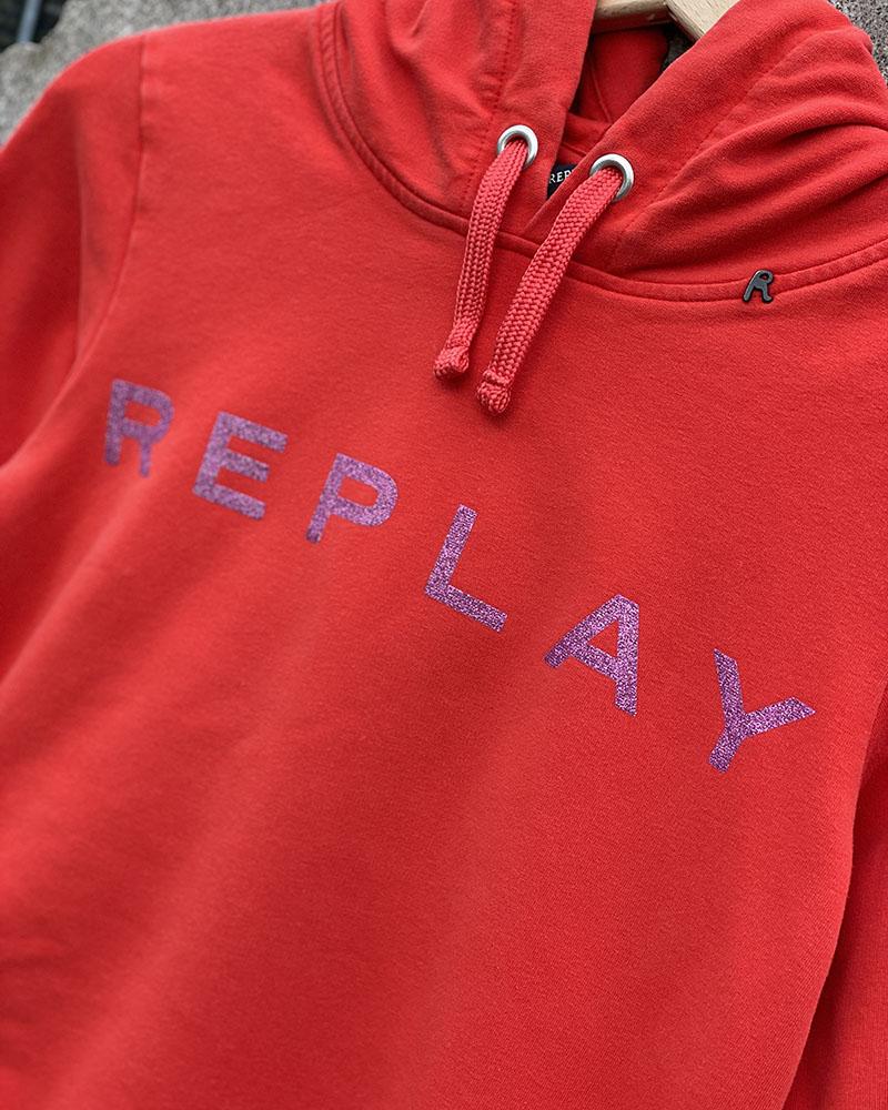 Mikina dětská Replay červená s nápisem