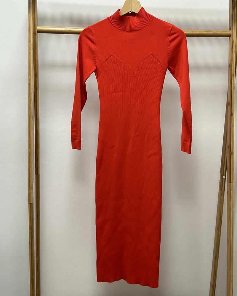 Women's Guess red knitted dress with stand-up collar