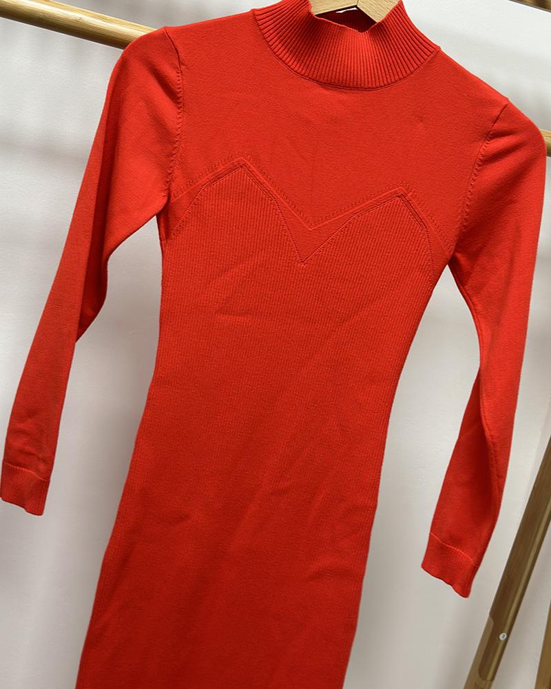 Women's Guess red knitted dress with stand-up collar