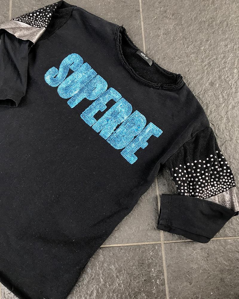 Children's sweatshirt Replay SUPERBE black with sequins