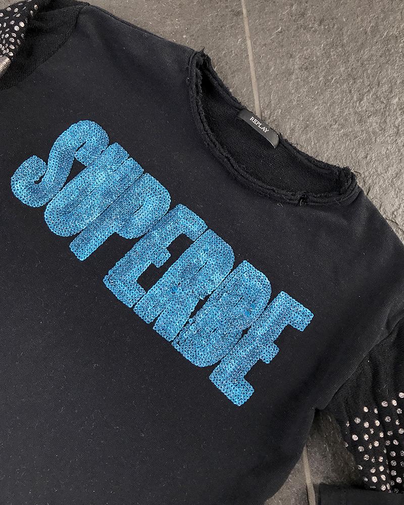 Children's sweatshirt Replay SUPERBE black with sequins