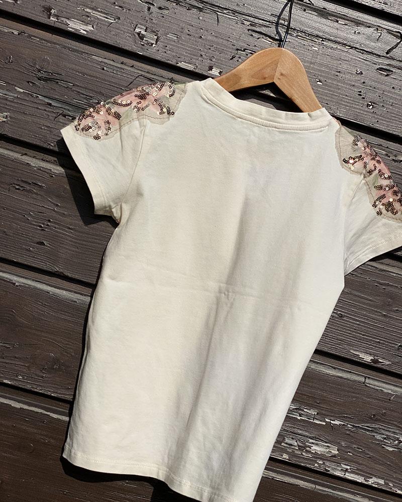 Children's t-shirt Twinset beige with rhinestones
