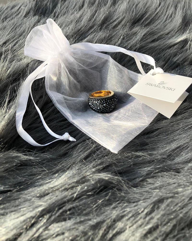 Women's ring Swarovski black stones