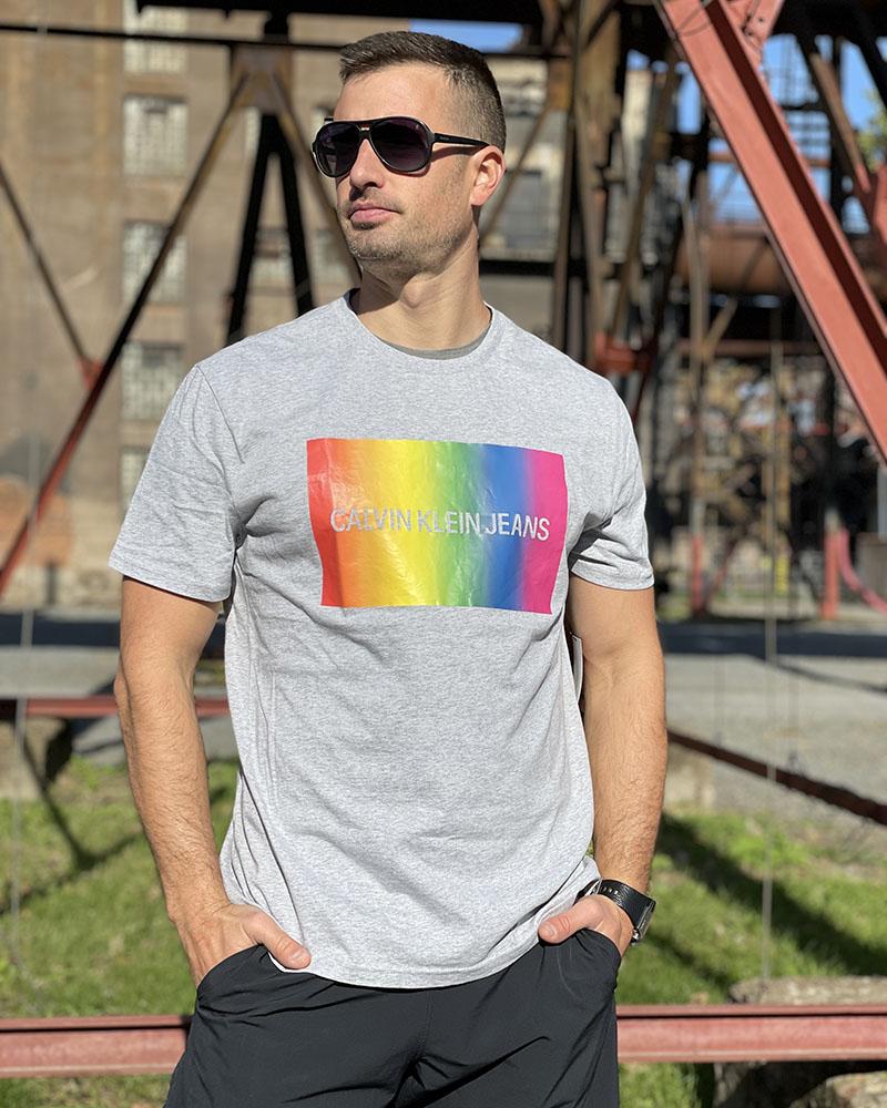 Calvin Klein men's T-shirt with rainbow print
