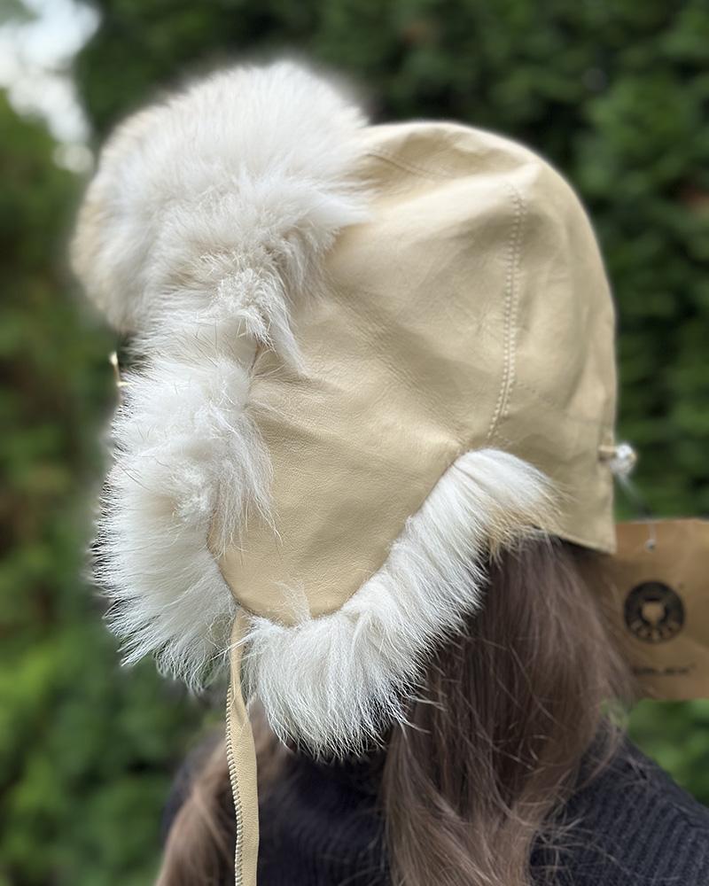 Ušanka dámská Kara béžová s kožešinou