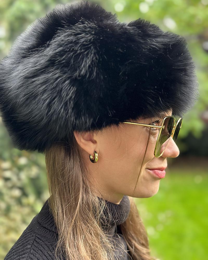 Ušanka dámská Dana Lžíčařová černá s kožešinou