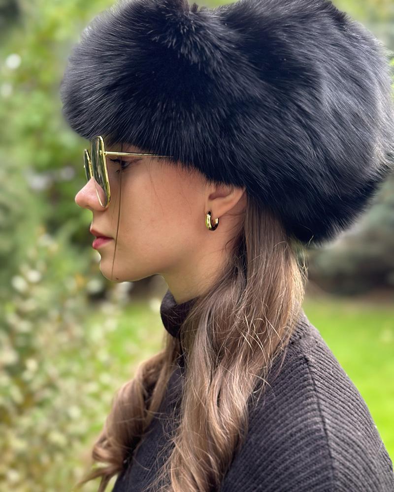 Ušanka dámská Dana Lžíčařová černá s kožešinou