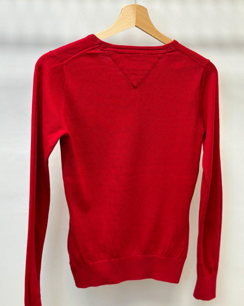 Svetr dámský Tommy Hilfiger červený s kulatým výstřihem