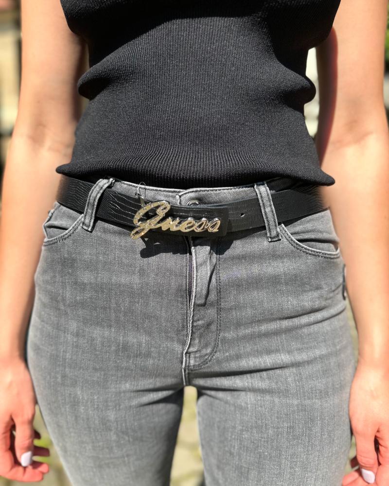 Guess women's belt black with silver buckle