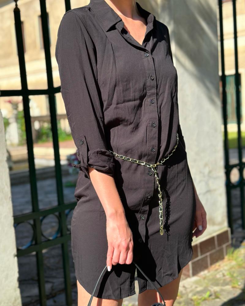 Women's dress Guess black with a decorative belt